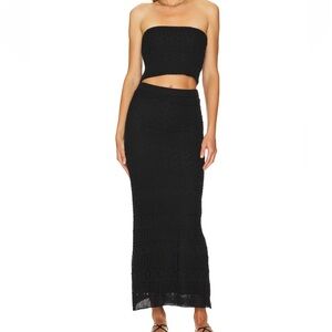 Revolve Crochet Maxi Skirt in Black Shimmer (SNDYS)